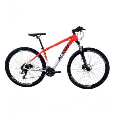 Bicicleta Aro 29 Ksw Xlt Alumínio 24v Câmbios Shimano Garfo Com Trava No Ombro - Laranja/branco Tam.19