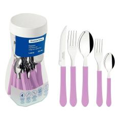 Faqueiro Leme Com Lâminas Em Aço Inox E Cabos De Polipropileno Lavanda 20 Peças