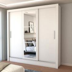 Guarda-Roupa Casal Castela 3 Portas 3 Gavetas com Espelho Branco - Panorama Móveis