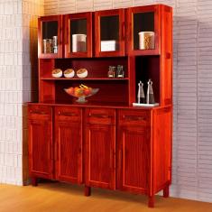 Armário de Cozinha Maranhão 8 Portas 4 Gavetas com Vidro Marrom - Rodmóveis