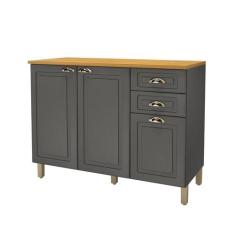 Balcão para Pia com Tampo 3 Portas 2 Gavetas 120cm Paris - Indekes