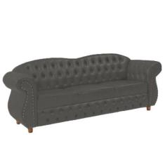 Sofá Chesterfield Merlo 3 lugares 1,80 - Veludo Cinza Chumbo / Decoraç