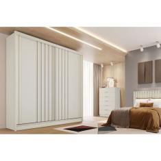 Guarda Roupa Casal 2 Portas de Correr e 4 Gavetas Galati Off White - Europa