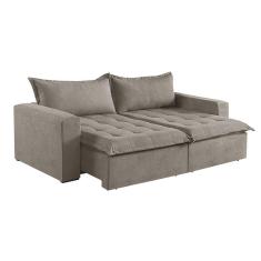 Sofá Cama 3 Lugares Retrátil Reclinável Linho M-184 Martins Bege