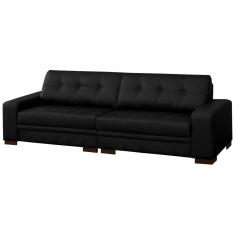 Sofá 4 Lugares 260cm Milano Couro Preto Fosco Gran Belo