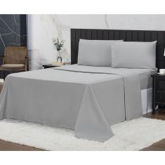 Jogo de Cama Casal Queen 400 Fios Percal 04 Peças Com Barra, Antiácaro, Anti-pilling com Toque Mac