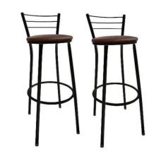 Kit 2 Banquetas Preta Alta Para Balcão Gourmet Bar - Moveraço, Assento