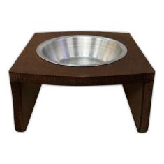 Comedouro Madeira Com 1 Pote Em Inox Para Pet Cachorro Gato - JKVERAS