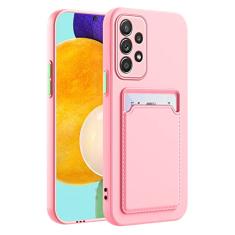 Capa para celular Samsung A52, capa para Samsung A52 com compartimento minimalista para cartão de crédito TPU macio TPU silicone resistente a arranhões fina slot para cartão capa protetora para