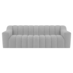 Sofá 2 Lugares Luxo Recepção Escritorio Sala Elegance 180cm Linho Cor Cinza Claro