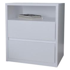 Mesa De Cabeceira 2 Gavetas 1 Nicho Blank F04 Branco - Mpozenato