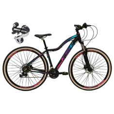 Bicicleta 29 Feminina Ksw Mwza 24v Câmbio Shimano Acera K7 Suspensão Trava Freios a Disco Pneus Bege-Feminino