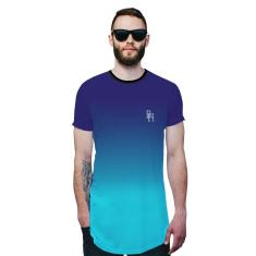 Camisa Longline  Azul Céu Degradê Azul Oceano-Masculino