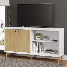 Rack para TV até 42 Polegadas 2 Portas Easy Clic Retrô Ditália Móveis Carvalho/Branco
