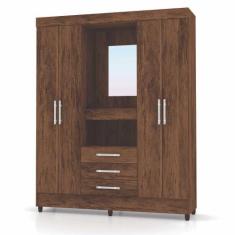 Guarda Roupa Casal 4 Portas Capelinha Fortaleza 1006180 Imbuia Rustico