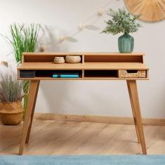 Mesa Escrivaninha Retro Madeira 4 Nichos 1 Prateleira Luna - IDIMEX, M