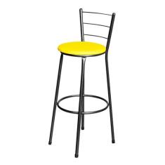 Banqueta Alta Para Cozinha Epoxi Craqueada Assento Estofado - Lamar De