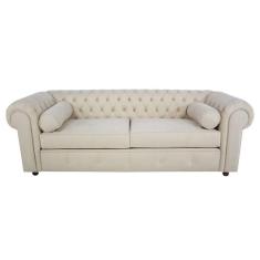 Sofá Chesterfield 03 Lugares 2.30 Cm Cor Bege 1050-01 Jr