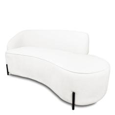 Sofá 4 Lugares Orgânico 220cm Pé Ferro Preto Morgan Bouclê Off White D03 - D`rossi