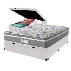 Cama Box Baú Branco E Colchão Casal Evolution Probel