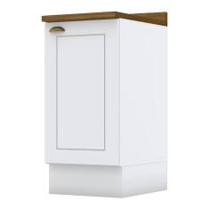 Balcão 1 Porta 40cm Americana Branco Com Tampo Nature - Móveis Henn Branco-nature
