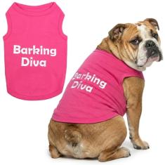 Parisian Pet Roupas para cães e gatos, camisetas bordadas, diva latindo, 3GG