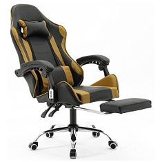 Cadeira Gamer Giratória Com Apoio de Pé Kelter Dourada V7008p