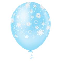 Bexiga Fantasia Flocos de Neve 10" Azul com Branco Pic Pic 25 Unidades 1016891