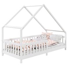 IDIMEX Cama Montessoriana Madeira Maciça Casa com Estrado Cora (Branco)