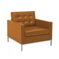 Poltrona Florence Knoll Cromado Em Couro Natural Caramelo Cor Amarelo