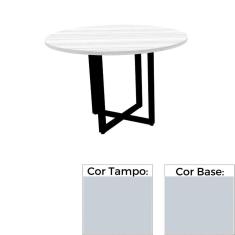 Mesa de Reunião Redonda 110 x 110 cm Pé Tubular PE25 em MDP Cinza com Base Cinza