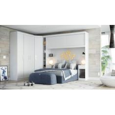 Guarda roupas modulado genova p/ colchão 1.38 com 2 mesas cabeceiras -