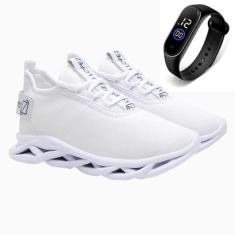 Tênis Masculino Esporte Academia Caminhada Fitness Gmm Shoes + Relógio-Masculino