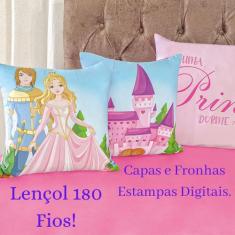 Jogo De Cama Infantil 4 Peças Lençol 180fios Capas Almofadas - Bordado