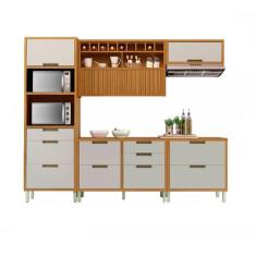 Cozinha Modulada 5 Peças Ripado Nesher Mdf Imperatriz, FreijÃ³ com Off