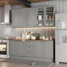 Cozinha Compacta 100% Mdf 4 Peças com Portas de Vidro Americana - Henn