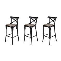 Kit 3 Banquetas Katrina em Aço Preto