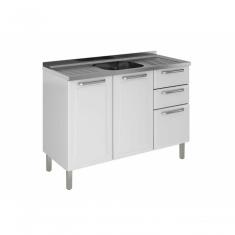 Balcão Cozinhas Itatiaia Tarsila 3 Portas E 2 Gavetas C- Entrada Para Pia - Branco