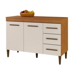 Balcão De Cozinha Virtus Com Tampo Kaiki Móveis Nature Off White