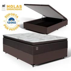 Cama Box Baú com Colchão de Molas Ensacadas Pillow Top Ravena Casal 13