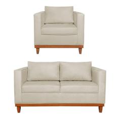 Kit Sofa 2 Lugares E Poltrona Europa Bouclé - Amarena Móveis Cor Bege