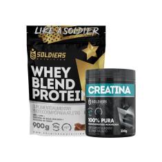 Whey Blend Protein Concentrado e Isolado - 900g+ Creatina Monohidratada - Soldiers Nutrition-Unissex