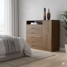 Cômoda Made Marcs Braga 5 Gavetas 1 Porta 1 Nicho - 120cm de Largura