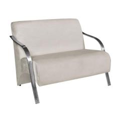 Poltrona Namoradeira Vênus Braço Aluminio Bege