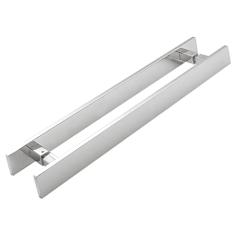 Puxador para Porta Duplo em Inox Planus Eco 75 cm Geris Prata