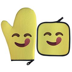 Luva Térmica Para forno Emoji Delícia Presente Criativo Geek cor:Amarelo