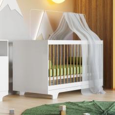 Berço Mini Cama 100% MDF  Flocos Tigus Baby Branco