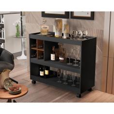 Aparador com Adega Sala Bar Gold Luxo Preto/Caramelo - Comprar Móveis em Casa