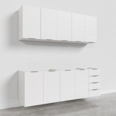 Cozinha Modulada 4 Peças sem Tampo 2 Aéreos e 2 Balcões Ipanema CabeCasa MadeiraMadeira Branco