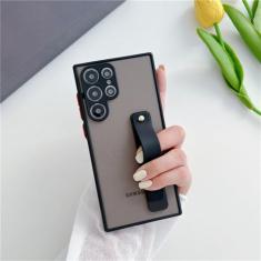 Suporte de alça de pulso capa de telefone translúcida para Samsung S24 S23 Ultra S22 S20 S21 Plus FE Note 20 A72 A52 A33 A13 A32 A21S Capa, preta, para A32 4G